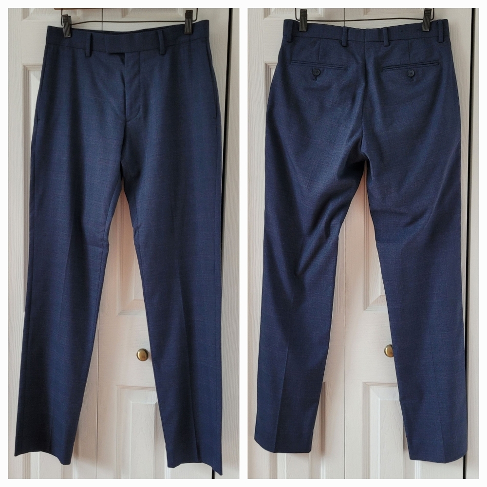BANANA REPUBLIC FACTORY SLIM FIT SUIT JACKET 38R & DRESS PANTS 29X32 NAVY PLAID - Picture 5 of 16